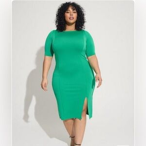 Torrid Midi studio cupro bodycon dress green size 1 NWOT